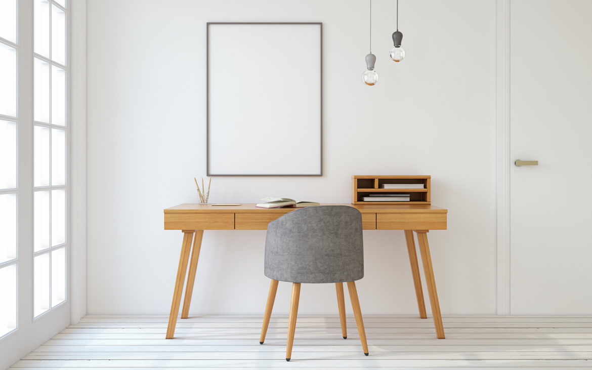Home office interior. 3d render.